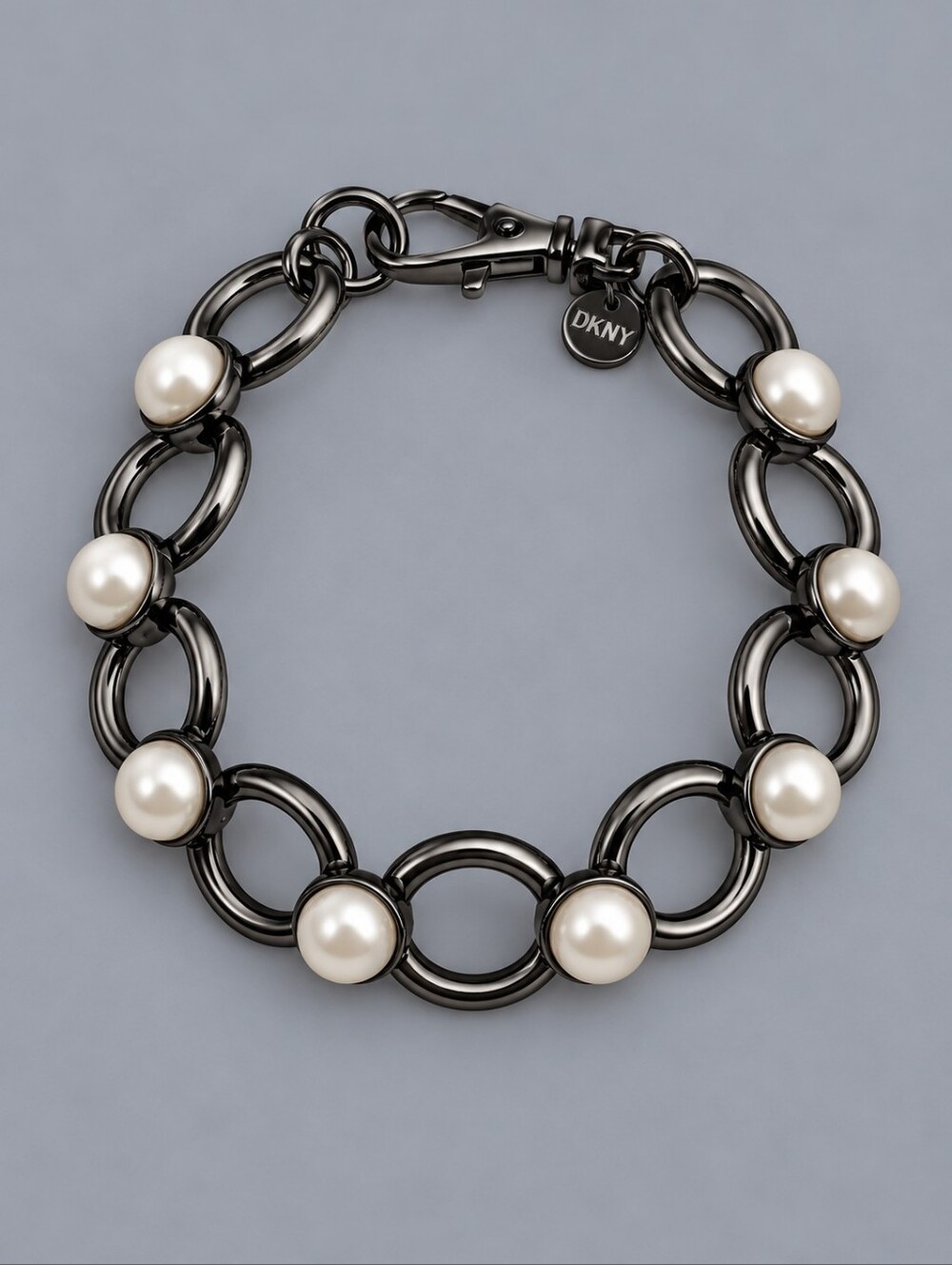 DKNY Gunmetal Pearl Link Bracelet